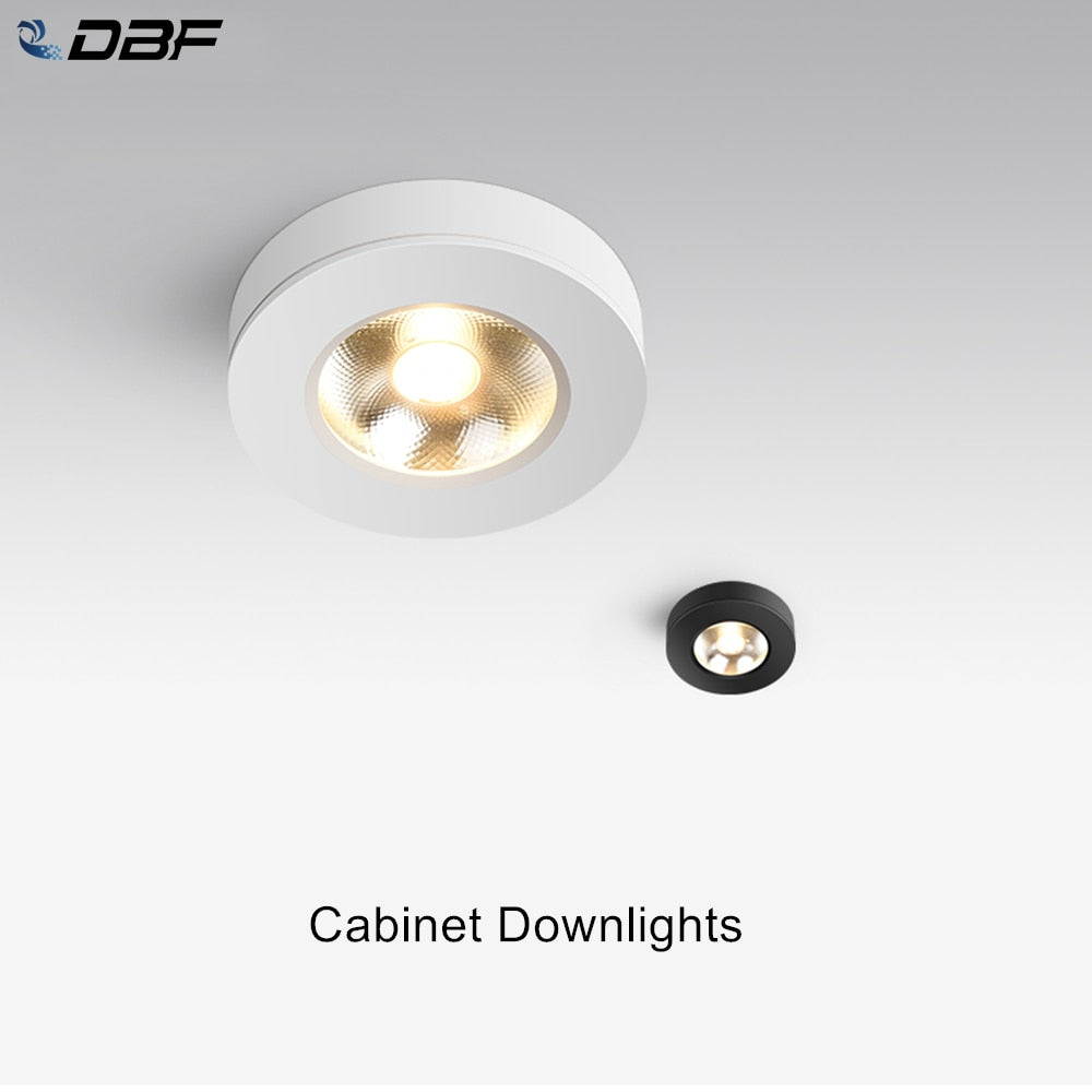 DBF Super Thin LED Surface Mounted Downlight 3W 5W 7W 9W Round Driverless Ceiling Spot Lamp for Cabinet Showcase AC 220V