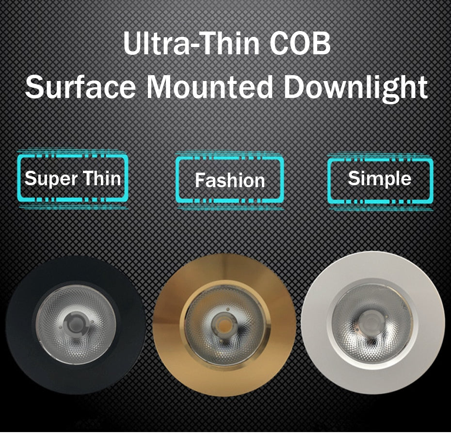 DBF Super Thin LED Surface Mounted Downlight 3W 5W 7W 9W Round Driverless Ceiling Spot Lamp for Cabinet Showcase AC 220V