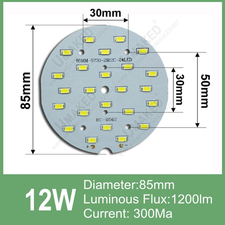 Brightness 12W 18W LED SMD5730 lamp source for bulb light,  Real wattage led PCB panel for downlight ceiling light