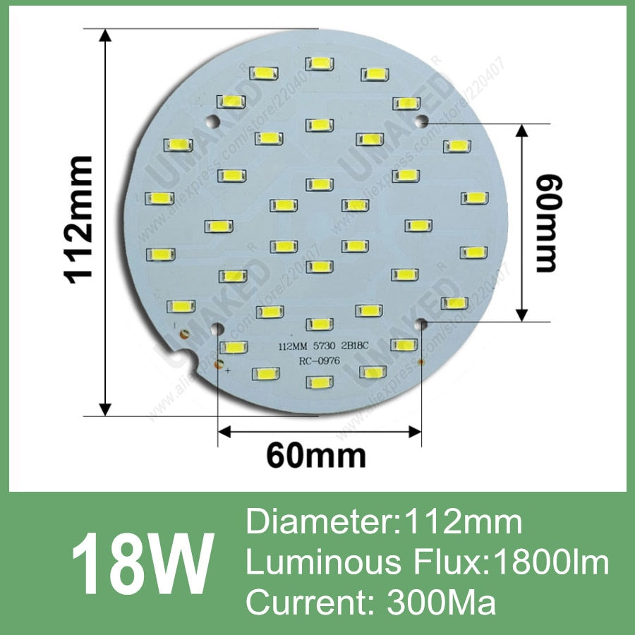 Brightness 12W 18W LED SMD5730 lamp source for bulb light,  Real wattage led PCB panel for downlight ceiling light