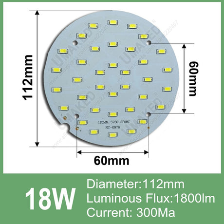 Brightness 12W 18W LED SMD5730 lamp source for bulb light,  Real wattage led PCB panel for downlight ceiling light