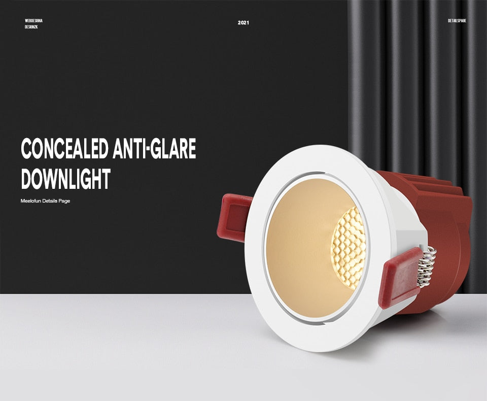 DBF 2021 Angle Adjust Anti-Glare LED Recessed Downlight 7W 12W 15W Honeycomb Nest Lens Ceiling Spot Lights Kitchen Living Room