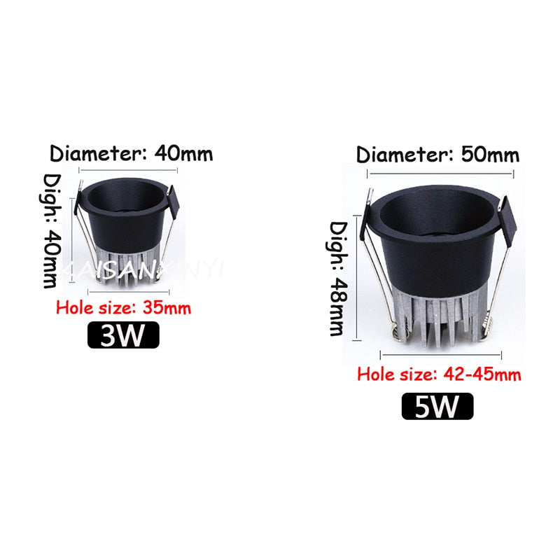 Anti-Corrosion Dimmable LED Downlight 3W 5W Anti-Glare Led Ceiling Lamp LED Spot Lighting Bedroom Kitchen COB Recessed Downlight