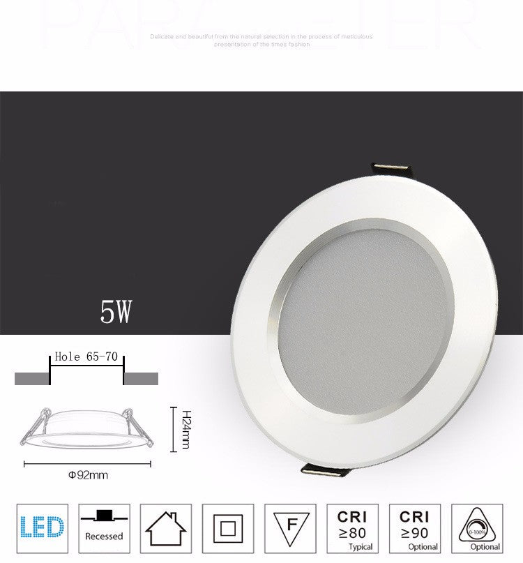 Changeable Led Downlight 5w 7w 9w 12w Ceiling Recessed Light Silver Frame 3 Color Change Warm Nature Cool White AC110-240V