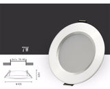Changeable Led Downlight 5w 7w 9w 12w Ceiling Recessed Light Silver Frame 3 Color Change Warm Nature Cool White AC110-240V