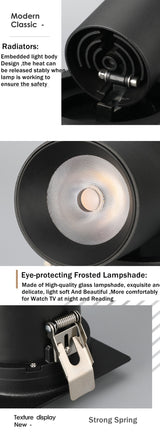 Led Recessed Ceiling Downlight Dimmable Ceiling Lamp Stretchable Down light For Clothes Store Coffee Lighting