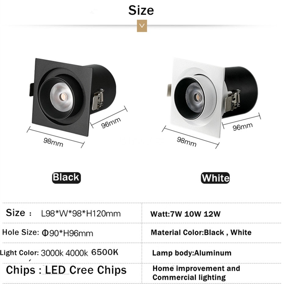 Led Recessed Ceiling Downlight Dimmable Ceiling Lamp Stretchable Down light For Clothes Store Coffee Lighting