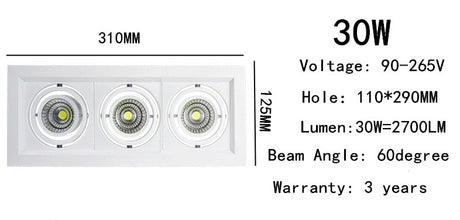 Dimmable Led downlight light COB Ceiling Spot Light 10w 20W 30W ceiling recessed Lights Indoor Lighting AC110V-220V
