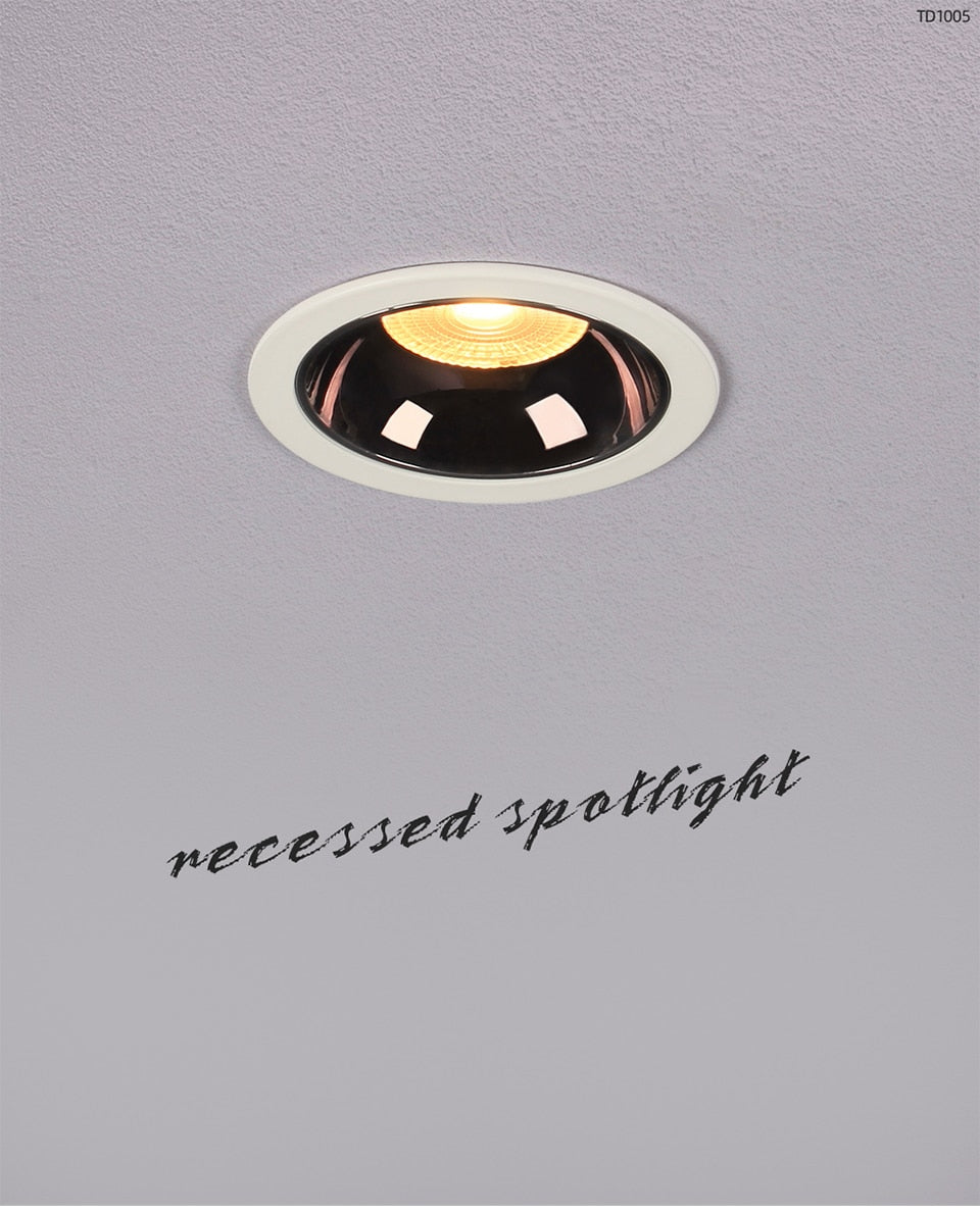 Aisilan Black LED Downlight background Spot Light Anti-glare Aluminum Ceiling Lamp Chip CRI 93 Suitable for indoor lighting