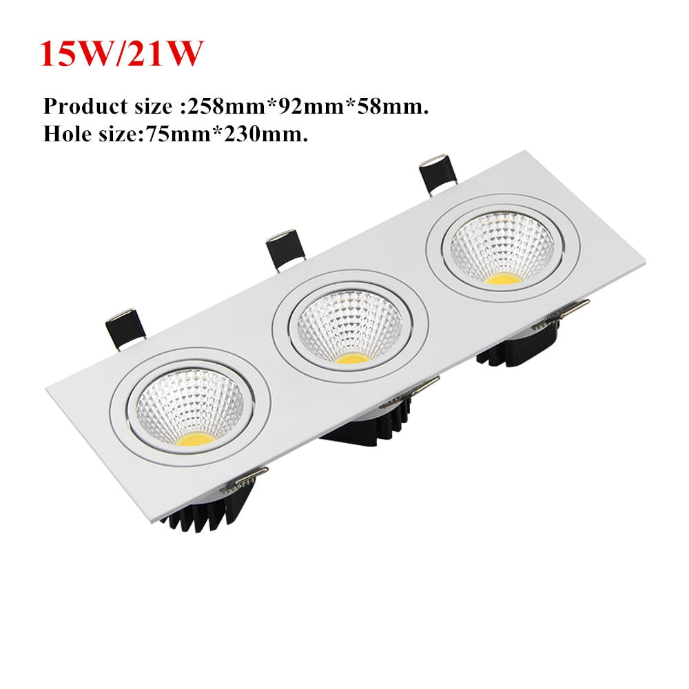 Square Recessed COB Downlight COB 7W 9W 12W 15W 14W 24W 21W 36W LED Ceiling Lamp AC85-265V Indoor LED Spot Light With Driver