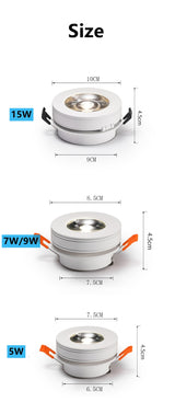 Dimmable 220V 110V COB Round Recessed LED Downlight 5W 7W 9W 15W Spot Light Warm White ceiling Lamp For shopping mall lighting
