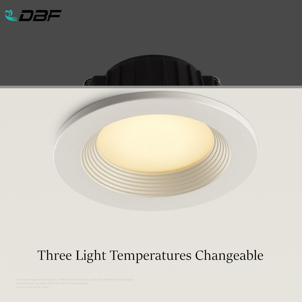 DBF 2020 New Three Light Temperatures Anti Glare Recessed Downlight 7W 10W 12W 15W Round LED Ceiling Spot Lamp Pic Background
