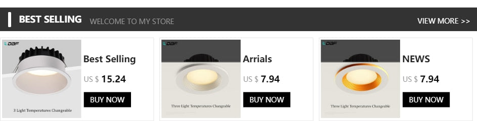 DBF 2020 New Three Light Temperatures Anti Glare Recessed Downlight 7W 10W 12W 15W Round LED Ceiling Spot Lamp Pic Background