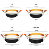 DBF 2020 New Three Light Temperatures Anti Glare Recessed Downlight 7W 10W 12W 15W Round LED Ceiling Spot Lamp Pic Background