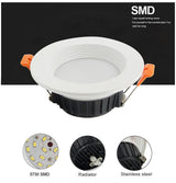 DBF 2020 New Three Light Temperatures Anti Glare Recessed Downlight 7W 10W 12W 15W Round LED Ceiling Spot Lamp Pic Background