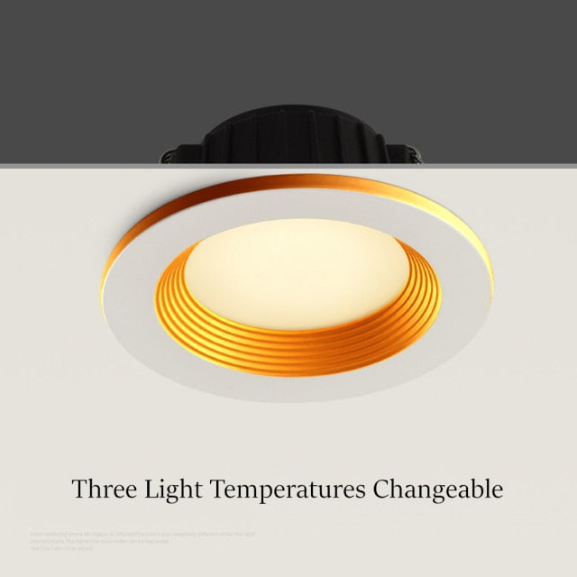 DBF 2020 New Three Light Temperatures Anti Glare Recessed Downlight 7W 10W 12W 15W Round LED Ceiling Spot Lamp Pic Background