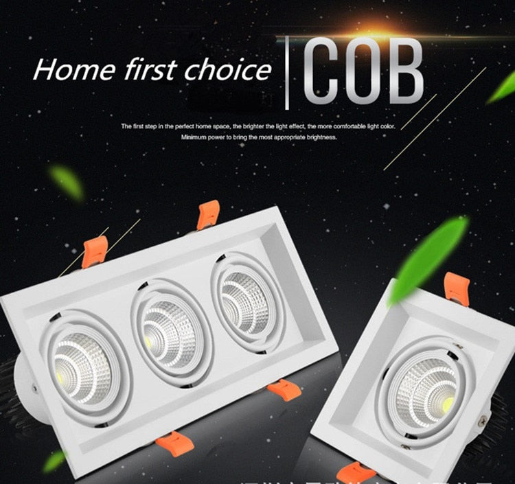 Super Bright Recessed square LED Dimmable Downlight COB 10w 20W 30w LED Spot light LED decoration Ceiling Lamp AC110V 220V