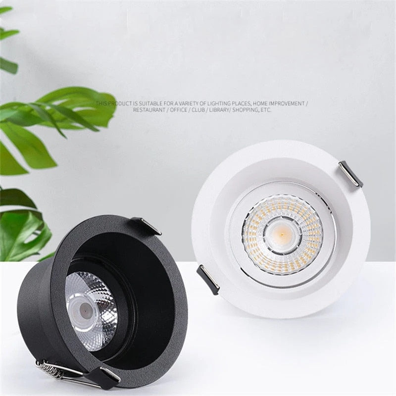 2021 New Style Angle Adjustable Anti-Glare LED COB Recessed Downlights 7W 9W 12W 15W 18W 20W Ceiling Lamp Spot Lights AC85-230V