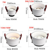 2021 New Style Angle Adjustable Anti-Glare LED COB Recessed Downlights 7W 9W 12W 15W 18W 20W Ceiling Lamp Spot Lights AC85-230V