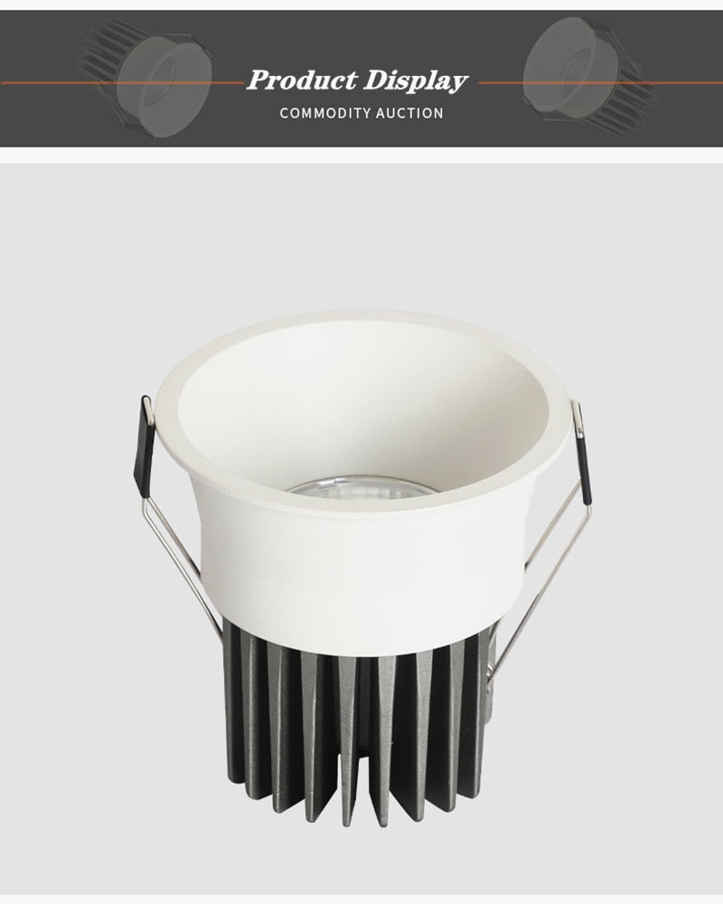 Super Bright Anti Glare Recessed Dimmable COB LED Downlights 7W 9W 12W LED Ceiling Spot Lights AC85~265V Background Lighting