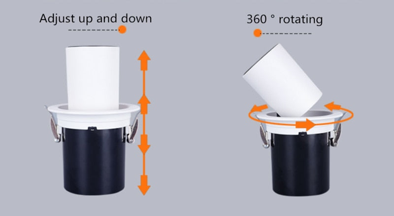 Dimmable Angle Adjust Stretchable Anti-glare LED COB Recessed Downlight 12W 15W 18W 20W LED Ceiling Lamp Spot Light AC90-260V