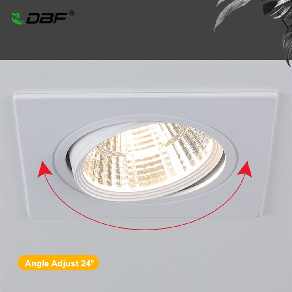 DBF Angle Adjust Dimmable LED Recessed Downlight 5W 7W 9W 12W 15W Ceiling Spot Lights with 90-265V LED Driver 3000K 4000K 6000K
