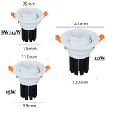 Dimmable Embedded Zoom 15-60 degrees COB 8W 12W 15W 20W Background wall LED downlight Indoor light