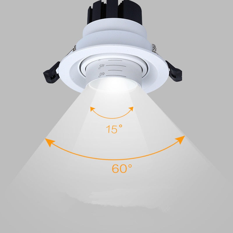 Dimmable Embedded Zoom 15-60 degrees COB 8W 12W 15W 20W Background wall LED downlight Indoor light