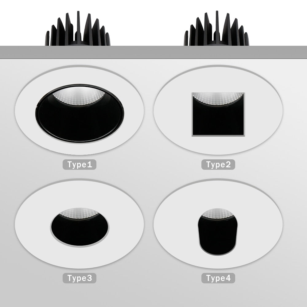 DBF 4 Different Beam Angle Recessed LED Downlight Dimmable 7W 10W LED Spot Light LED Decoration Ceiling Spot Lamp AC110V/220V