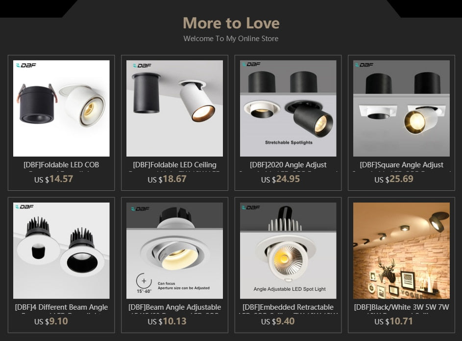 DBF 4 Different Beam Angle Recessed LED Downlight Dimmable 7W 10W LED Spot Light LED Decoration Ceiling Spot Lamp AC110V/220V