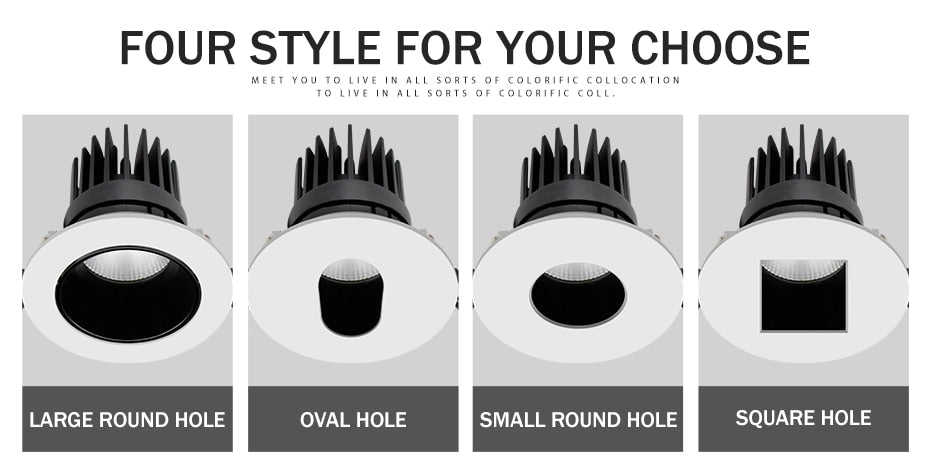 DBF 4 Different Beam Angle Recessed LED Downlight Dimmable 7W 10W LED Spot Light LED Decoration Ceiling Spot Lamp AC110V/220V