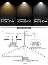 DBF 4 Different Beam Angle Recessed LED Downlight Dimmable 7W 10W LED Spot Light LED Decoration Ceiling Spot Lamp AC110V/220V