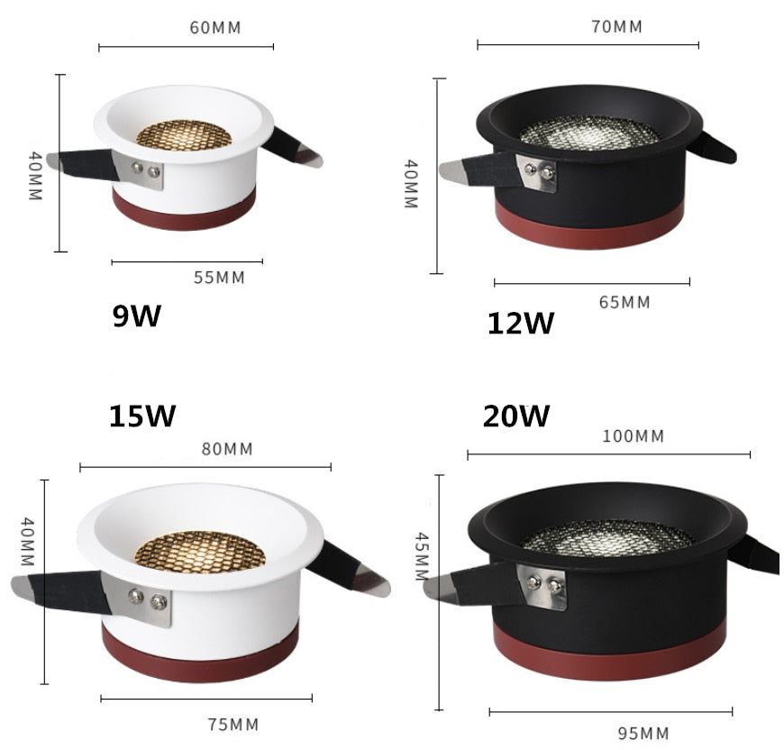 2020 New Honeycomb Nest 9W 12W 15W 20W Anti Glare Lens COB Recessed Downlight Round LED Ceiling Spot Light Pic Background