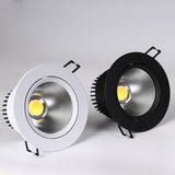 Dimmable LED Recessed Downlight 3W 5W 7W 10W 12W White/Black Body Ceiling Spot Light with 90-265V LED Driver 3000K 4000K 6000K