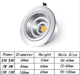 Dimmable LED Recessed Downlight 3W 5W 7W 10W 12W White/Black Body Ceiling Spot Light with 90-265V LED Driver 3000K 4000K 6000K