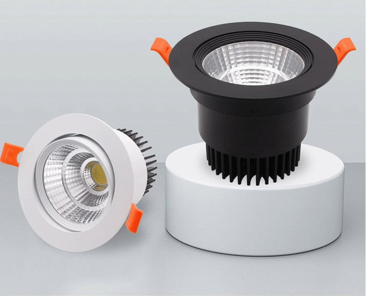 Dimmable LED Recessed Downlight 3W 5W 7W 10W 12W White/Black Body Ceiling Spot Light with 90-265V LED Driver 3000K 4000K 6000K
