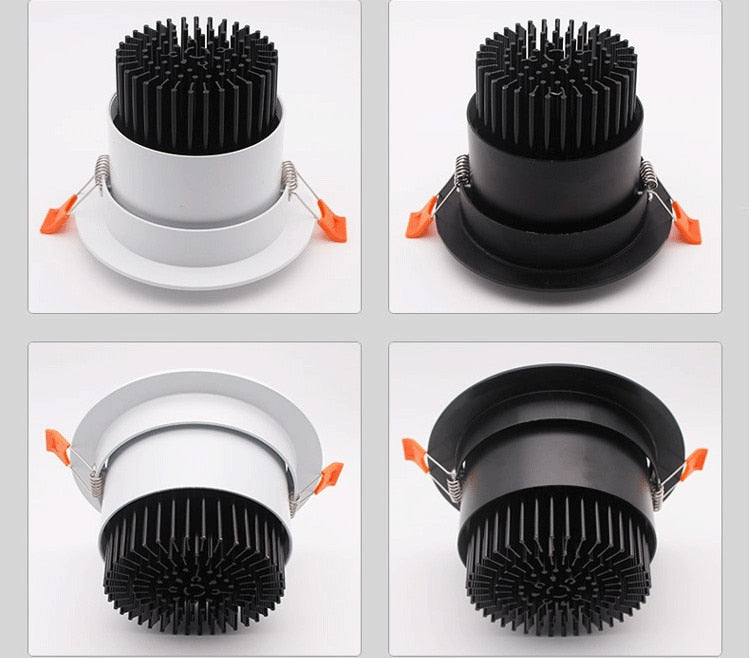 Dimmable LED Recessed Downlight 3W 5W 7W 10W 12W White/Black Body Ceiling Spot Light with 90-265V LED Driver 3000K 4000K 6000K