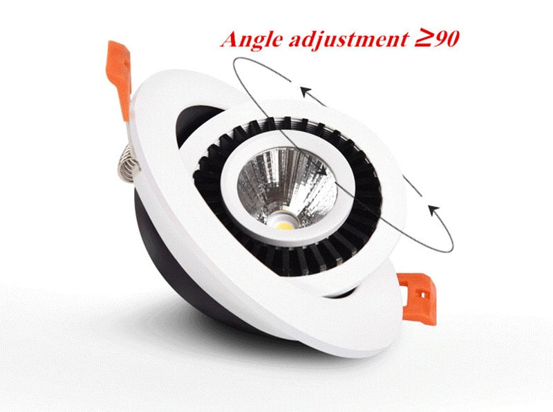 Dimmable Rotatable Angle Adjustable LED Recessed Downlight 7W 9W 12W 15W 18W LED COB Ceiling Lamp Spot Light For Home Lighting