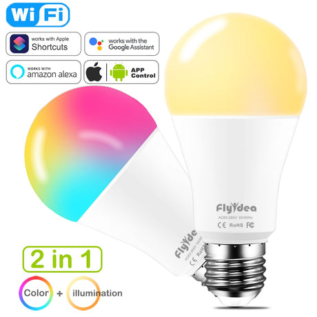  Smart Bulb 15W Color Wi Fi Light RGB E27 LED Lamp 220V 110V Alexa Google Home Assistant Siri Voice Control Dimmable