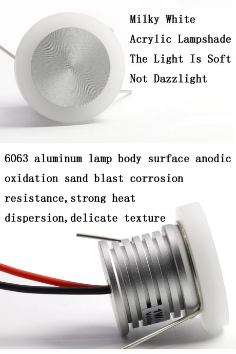 1W Anti-glare LED Downlight LED Spotlight 12V Ceiling Spot Light IP65 Recessed Bathroom Bedroom Kitchen Stair Indoor Lighting