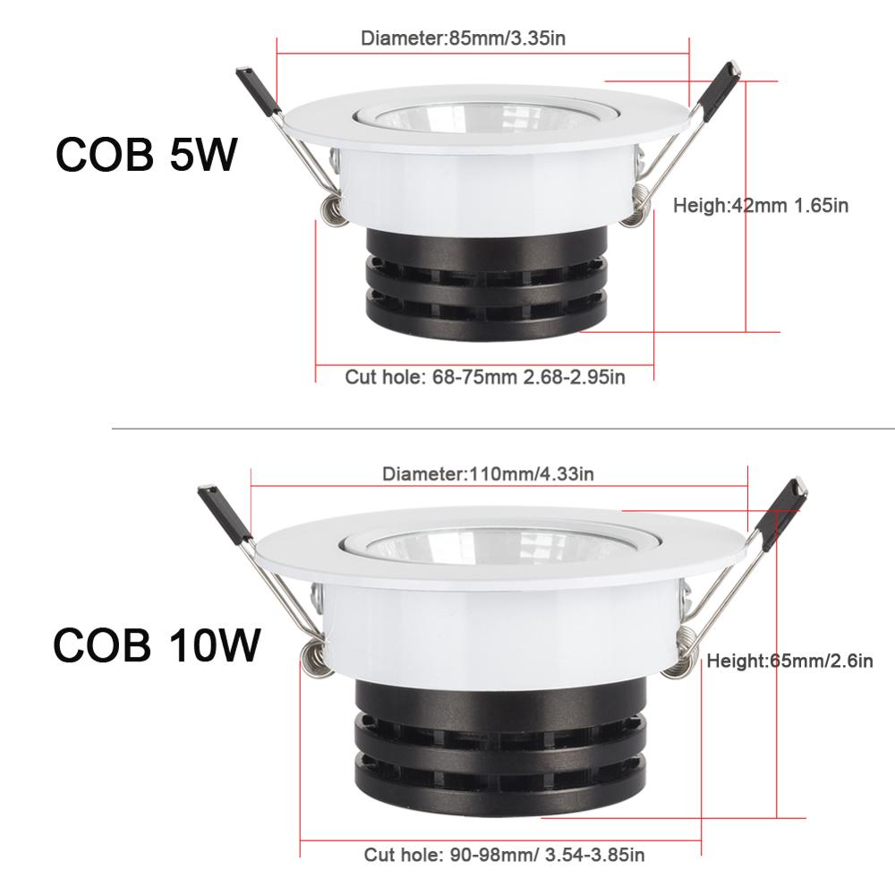 LED Recessed Lighting Downlight Dimmable COB Mini 10pcs/pack 3W 5W 7W Equal 36W 50W 80W Hologen Lamp 110V 220V