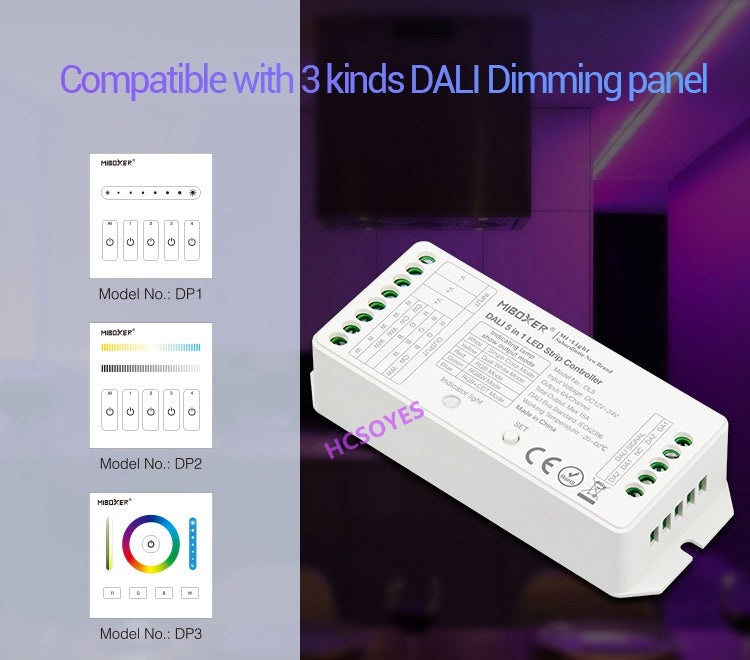 MIBOXER DL5 5 IN 1 LED Strip Controller DALI DL-DOW25 25W RGB+CCT LED Downlight DL1 DP1 DP2 DP3 remote controller Power Supplly