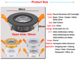 Dimmable Led Downlight Light COB Ceiling Spot Light 3W AC85-265V Aluminum Ceiling Recessed Lights Indoor Lighting Cutout 50mm