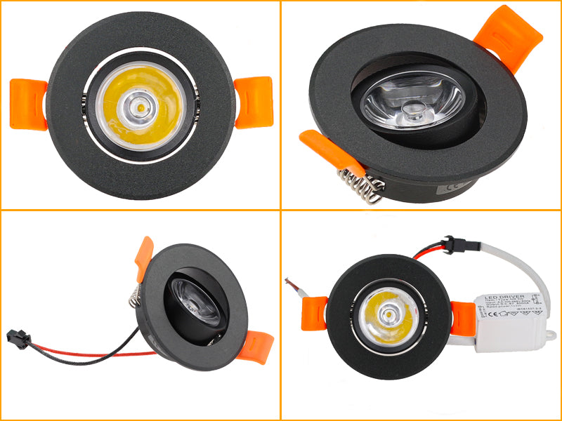 Dimmable Led Downlight Light COB Ceiling Spot Light 3W AC85-265V Aluminum Ceiling Recessed Lights Indoor Lighting Cutout 50mm