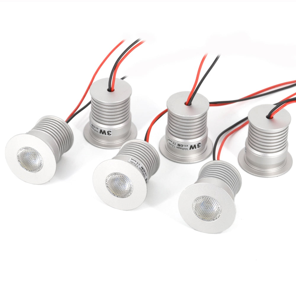 Indoor Spotlight LED Recessed Dimmable Ceiling Downlight 12V-24V / 3V 3W Cabinet Spot Light Living Room Bedroom Kitchen Spot