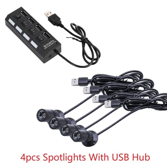 etrnLED USB Spot Light Mini Led Lamp Jewelry Showcase Wine Cabinet Lighting Kit 1W 3W Adjustable Spotlights Ceiling Downlight 5V