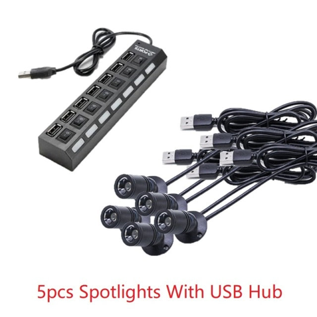 etrnLED USB Spot Light Mini Led Lamp Jewelry Showcase Wine Cabinet Lighting Kit 1W 3W Adjustable Spotlights Ceiling Downlight 5V