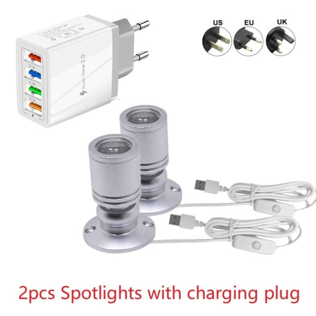 etrnLED USB Spot Light Mini Led Lamp Jewelry Showcase Wine Cabinet Lighting Kit 1W 3W Adjustable Spotlights Ceiling Downlight 5V