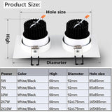 Led Downlight Square Dimmable COB Spot 5W 7W 10W 14W 20W AC85-265V ceiling recessed Indoor Lighting