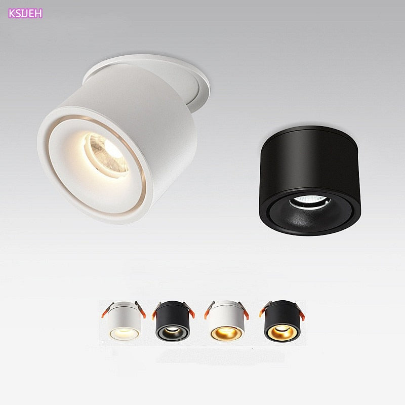 Foldable Dimmable LED COB Recessed Downlight Black/White Housing 7W 10W 15W 18W LED Ceiling Spot Light for Pictures Background